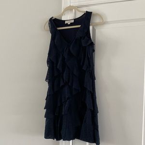 Loft ruffle navy dress